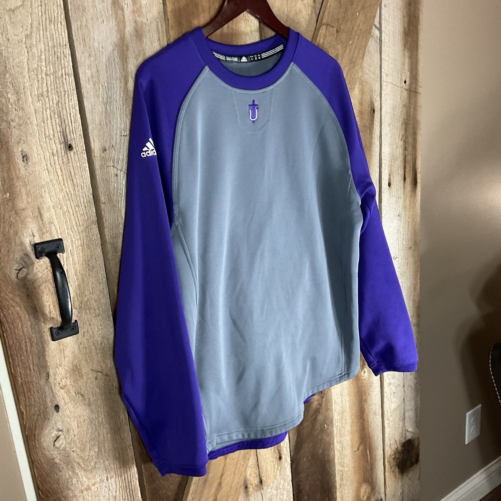 Adidas Men's Taylor University Gray and Purple Long Sleeve Shirt Size Large - Picture 3 of 5